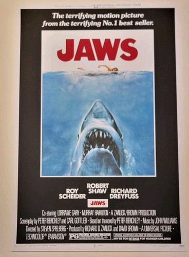 Jaws signed movie poster - signed,