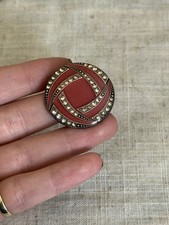 Catherine Popesco Brooch Red Enamel Paste Pierre Bed Style Art Deco Accessory