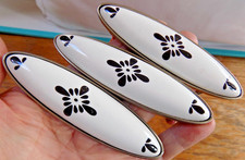 3 x 10ins White Ceramic Long Door / Draw Knobs / Handles with Screw Fixings VGC