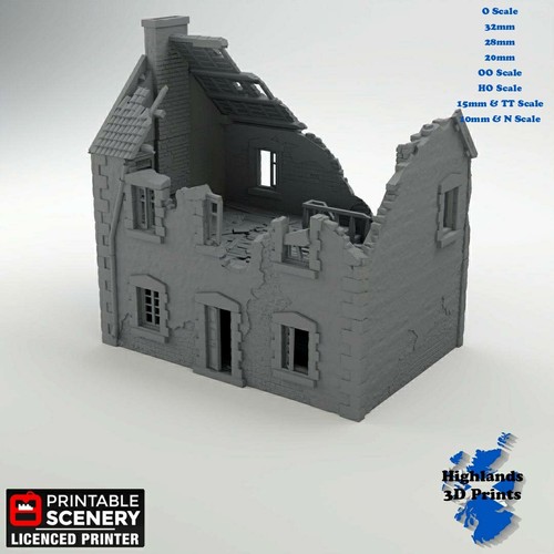 French townhouse ruins ww2 - townhouse,