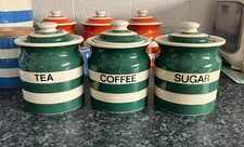 TG Green Cornish Green Cornishware Tea Coffee Sugar Jars