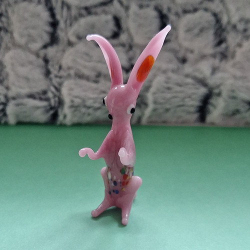Glass rabbit figurine pink - rabbit,