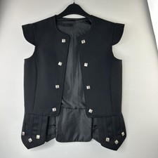Men’s Highland Wool Pipers Kilt Waistcoat Doublet Black Size 32 (36” Chest)
