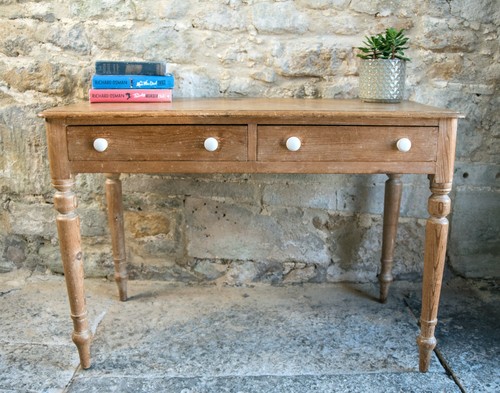 Antique pine console table - pine,
