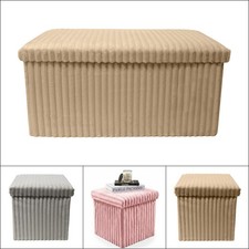 Faux Fur Folding Ottoman Storage Bench Box Seat & Stool Footrest Bench for Home