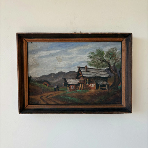 Vintage interior oil painting - interior,