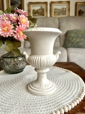 Vintage Dartmouth Potteries White Classical Ceramic Ribbed Urn Vase With Handles