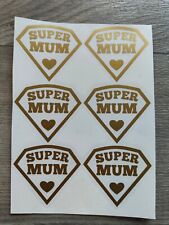 6 x SUPER MUM DAD Gift Fathers Mothers Day Wine Beer Glass Vinyl Stickers.