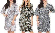 Ex M&S Satin Dressing Gown Lounge Wear Kimono Robe Womens Gift Present