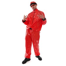 ADULTS 90'S TV RAPPER COSTUME RED TRACKSUIT MENS FUNNY 1990'S FANCY DRESS 