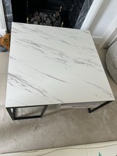 Melamine Marble Effect Coffee Table With Glass Shelf AND Metal Frame RRP 350£