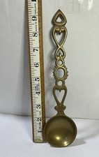 Vintage Brass Welsh Love Spoon 9.5” 121g