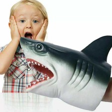 Handmade Stretchy Shark-Head Shark Hand Puppet Soft Animal Gloves Baby Kids Toys