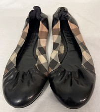 Burberry Nova Fabric/Leather Plaid Ballet Flats Women's Shoes Size  36