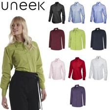 Uneek Ladies Poplin Shirt Long Sleeve Tailored Fit Easy Care XS–5XL Workwear