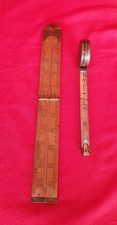 Vintage Rabone folding ruler, wood & brass 24" and tape measure 67"