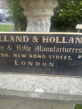 Vintage Wooden HOLLAND & HOLLAND Gun & Rifle Makers Sign Unique Prop Plaque