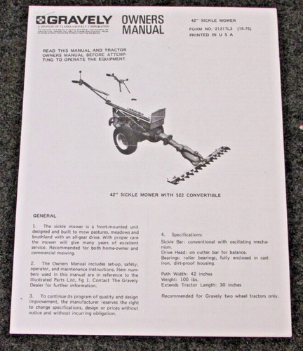 Gravely sickle mower - gravely, 42"