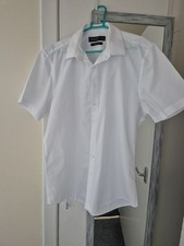 Mens short sleeve white Casual Slim Fit shirt large 16in