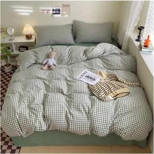 Green gingham duvet cover - duvet,