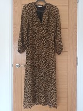 ZARA animal print Midi dress . Size LARGE  . V Neck. Very good condition