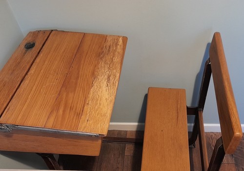 Vintage old school desk - old,