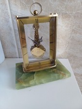 SMALL VINTAGE TALIS GERMAN (SKELETON) INLINE BAGUETTE MANTEL CLOCK. GOOD ORDER. 