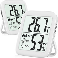 Antonki 2 Pack Room Thermometer for Home, Indoor Hygrometer Humidity Meter