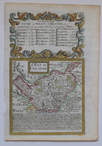 Cheshire original antique map - antique,