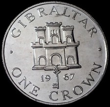 Gibraltar One Crown 1967 Elizabeth II Silver Proof Coin WCA A63