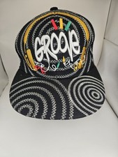 City Hunter Groove Embroidered Flat Cap Black Men's Size Medium 