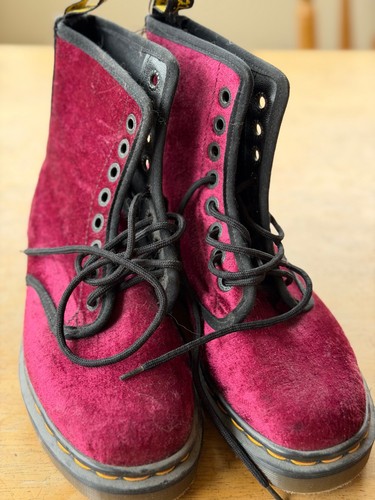 Vintage red velvet martens - red,