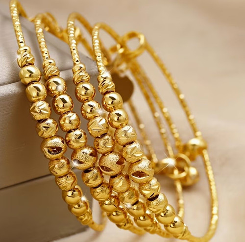 Gold tone metal - metal, beaded