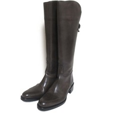 SARTORE Cross Strap Leather Long Boots Jockey 35 (8.7"") Dark Brown Women USED