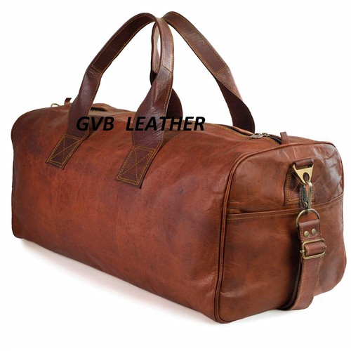 Leather duffle travel men - 24",