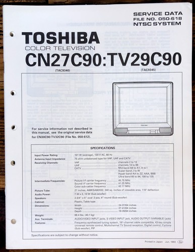 Toshiba cn27c90 tv29c90 - toshiba,