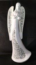 Angel Ceramic With Mirror Mosaic Inlay On Wings And Gown - 14" " 6" 