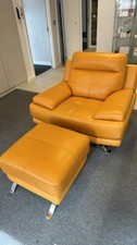 Beautiful HIGH QUALITY Mustard Yellow Sofa 3 Seater And Armchair With Footstool