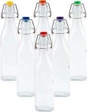 6PC Clear Glass Bottles with