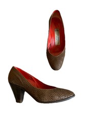 Guido Pasquali Vintage Shoes Brown Soft Textured Leather Cone Heel Size UK 5 VGC