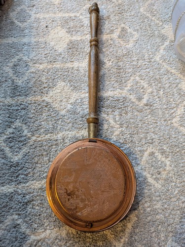 Vintage copper bed warming pan