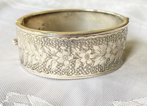 Sterling silver vintage bangle - sterling,