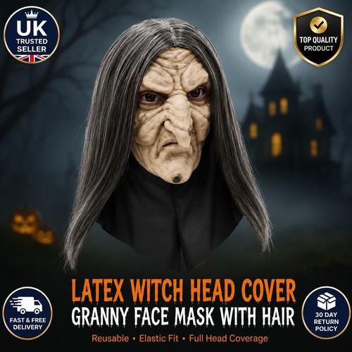 Halloween witch mask long hair - witch,