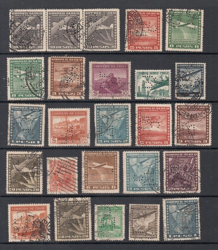Chile perfinned stamps - "d, f