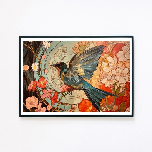 Humming bird flowers botanical - humming,