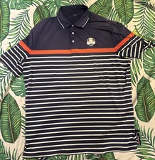 RLX Ralph Lauren Polo Shirt Mens Medium Blue Golf USA 2018 Ryder Cup Golfer Men