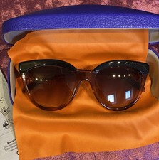 Emilio Pucci Tortoiseshell Round Cat Eye Designer Sunglasses With Case