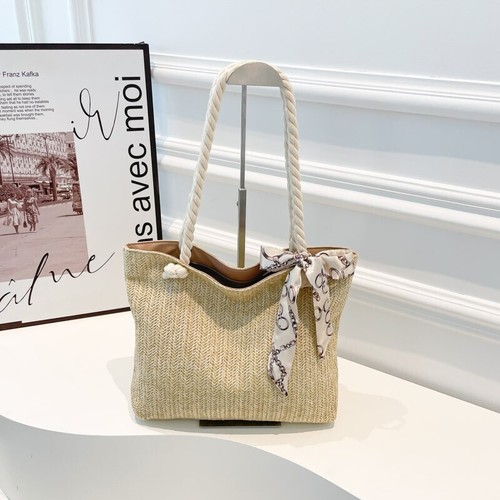 Summer beach woven straw tote - beach,