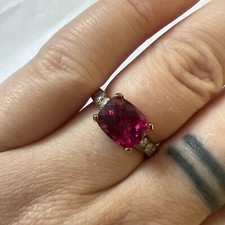 Rubellite & Diamond Gold Ring 