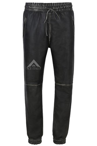 Mens real leather trouser - leather,